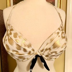 NWOT Victoria’s Secret Gold & White Bikini.Top:38D Bottoms:L
